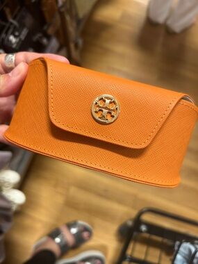 Tory Burch Orange Mini Sunglasses Case with Gold Logo NEW